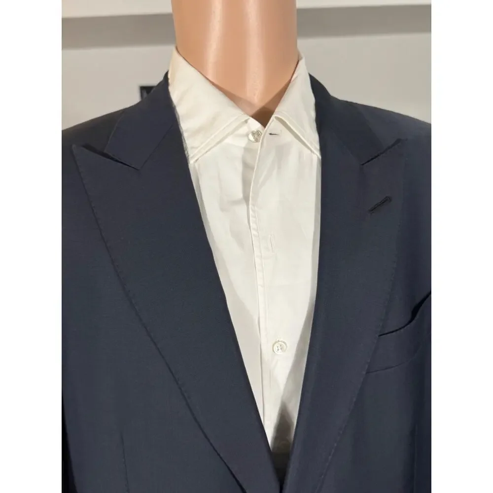 Tom Ford Blue 2Pc Suit 56 46R Peak Lapel Wool Men's 38x31 Trousers O'Connor